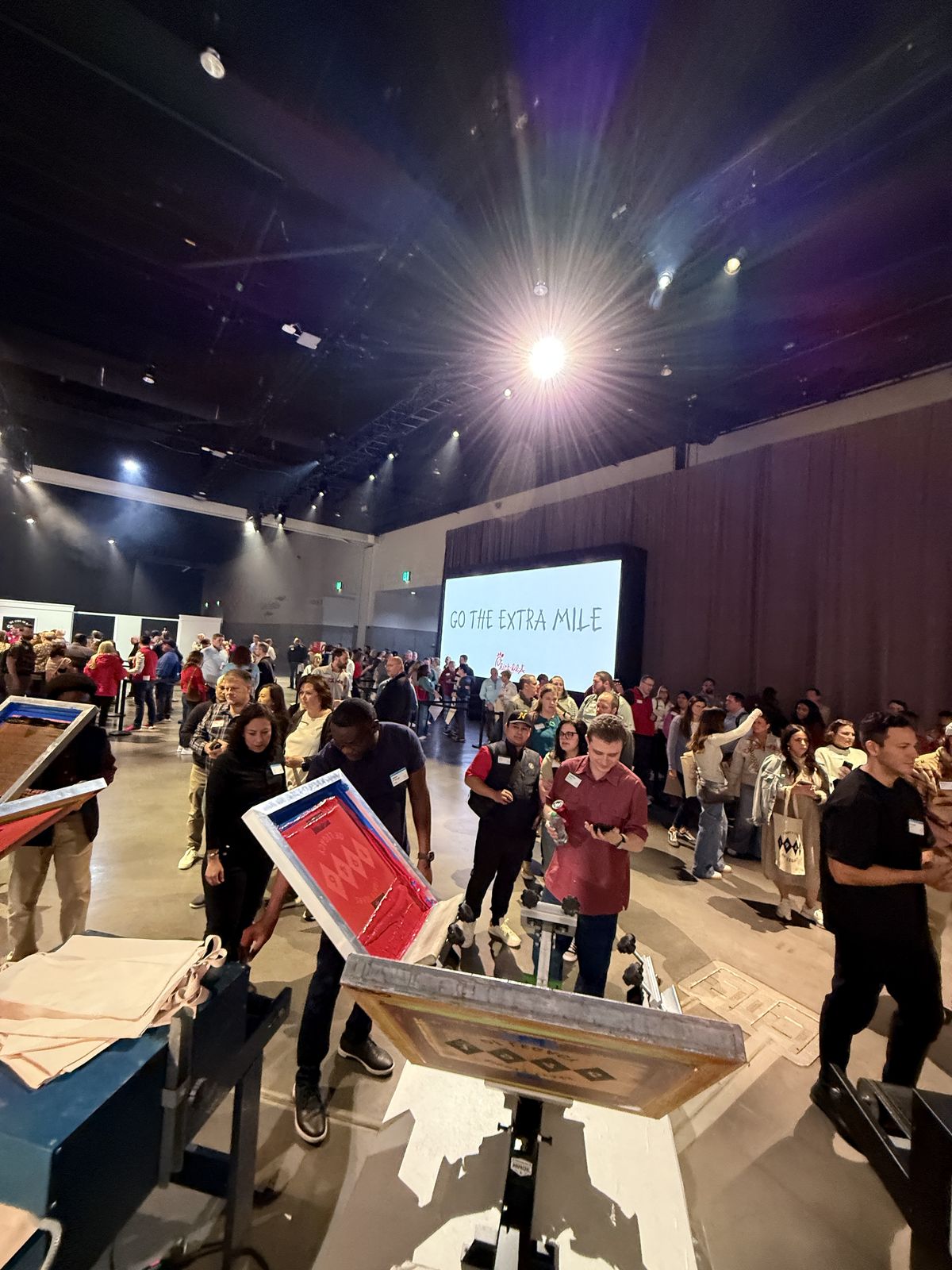 Merch Troop live printing — the line forms fast